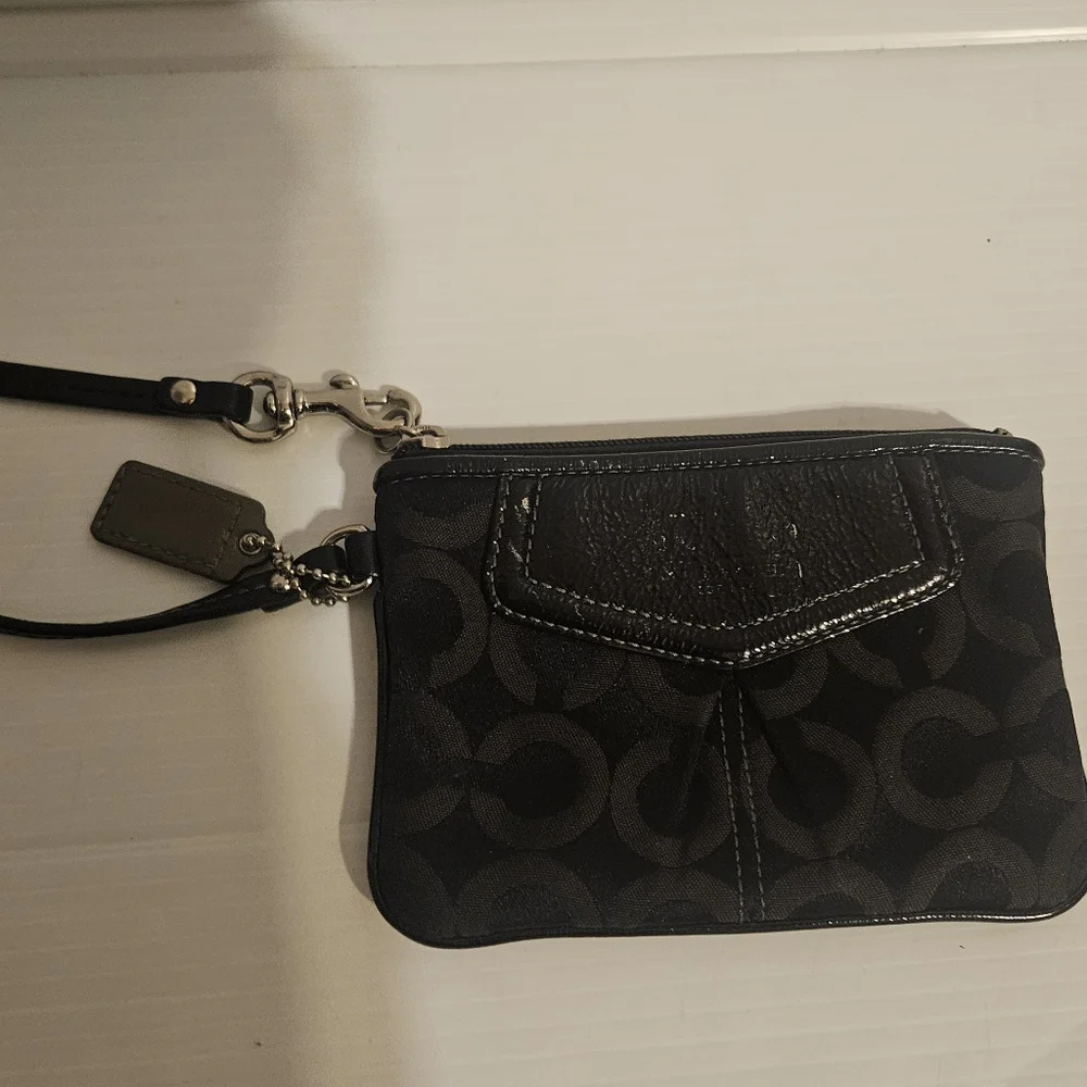 Coach Black Signature Wristlet Clutch